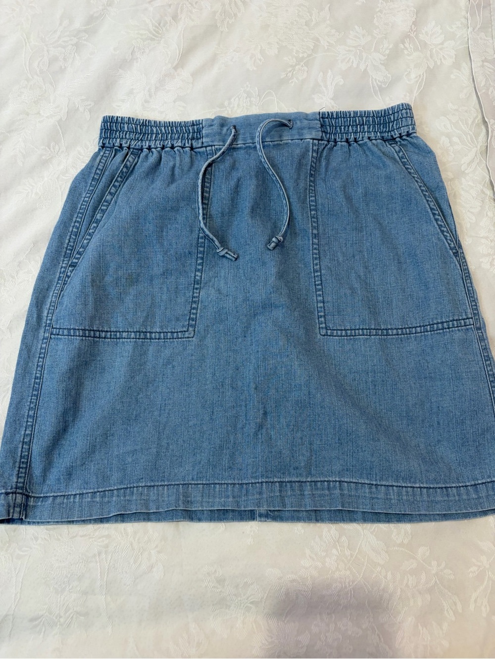 J. Crew Denim Drawstring Mini Skirt - Blue
